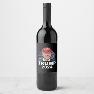 Joe biden Wearing A Trump Hat Wine Label