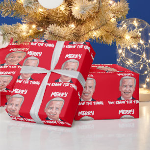 JOE BIDEN WEARING SANTA HAT THE THING  WRAPPING PA WRAPPING PAPER