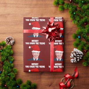 JOE BIDEN WEARING SANTA HAT THE THING WRAPPING PAP PAPER