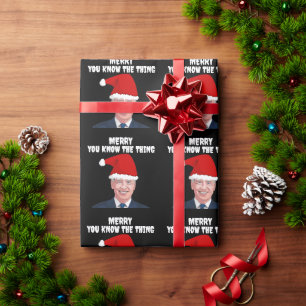 JOE BIDEN WEARING SANTA HAT THE THING WRAPPING PAP PAPER