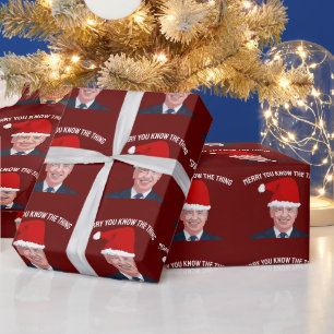 JOE BIDEN WEARING SANTA HAT THE THING WRAPPING PAP WRAPPING PAPER