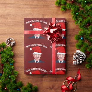 JOE BIDEN WEARING SANTA HAT THE THING WRAPPING PAPER