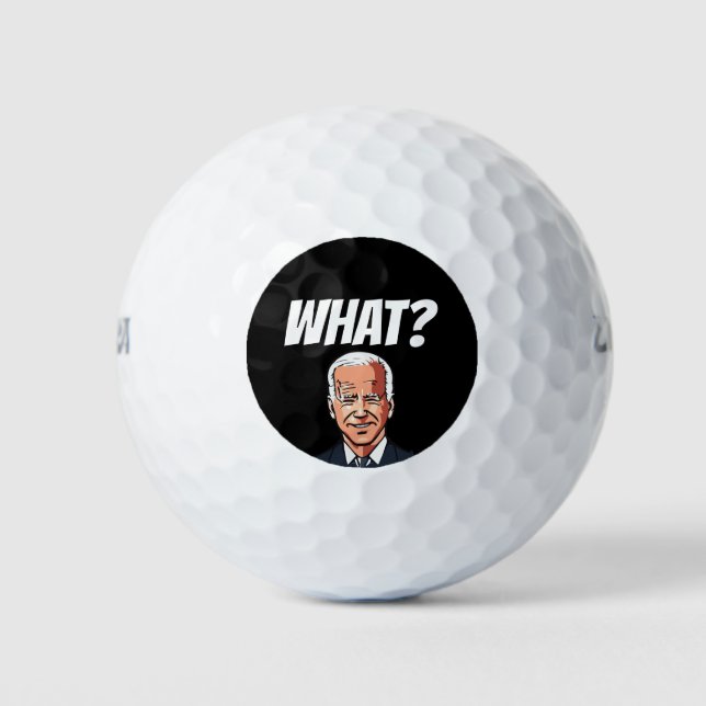 JOE BIDEN WHAT? CONFUSED FUNNY GOLF BALLS (Front)