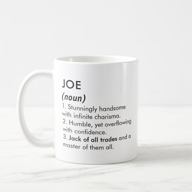 Joe name, Editable name, Custom name Coffee Mug (Left)