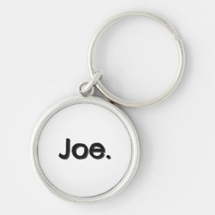 Joe. Name Word in black lettering on white Key Ring
