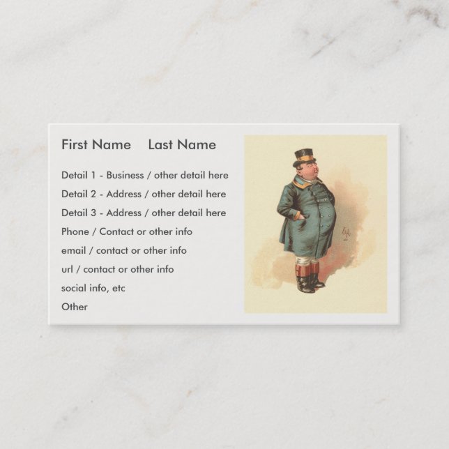 Joe (The Fat Boy) Kyd, Dickens The Pickwick Papers Business Card (Front)