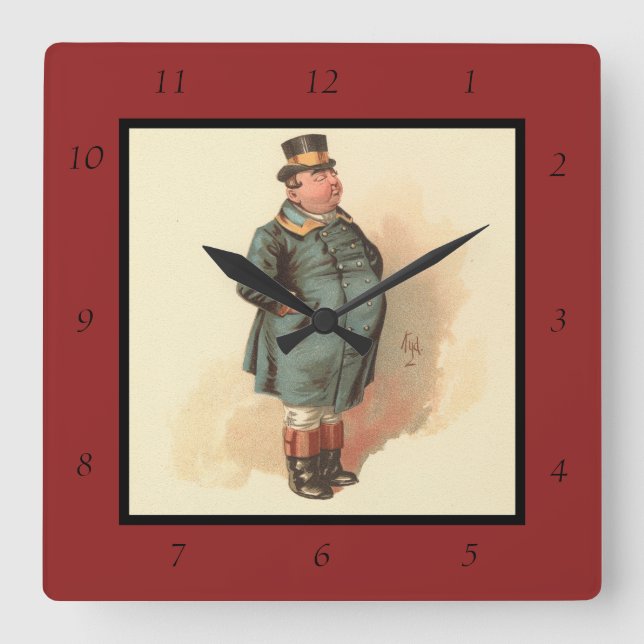 Joe (The Fat Boy) Kyd, Dickens The Pickwick Papers Square Wall Clock (Front)