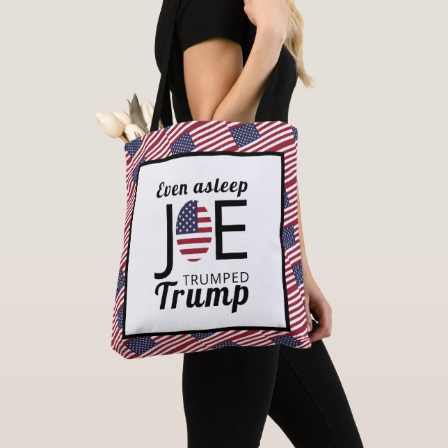 Joe Trumped Trump, American Flag Tote Bag (Close Up)