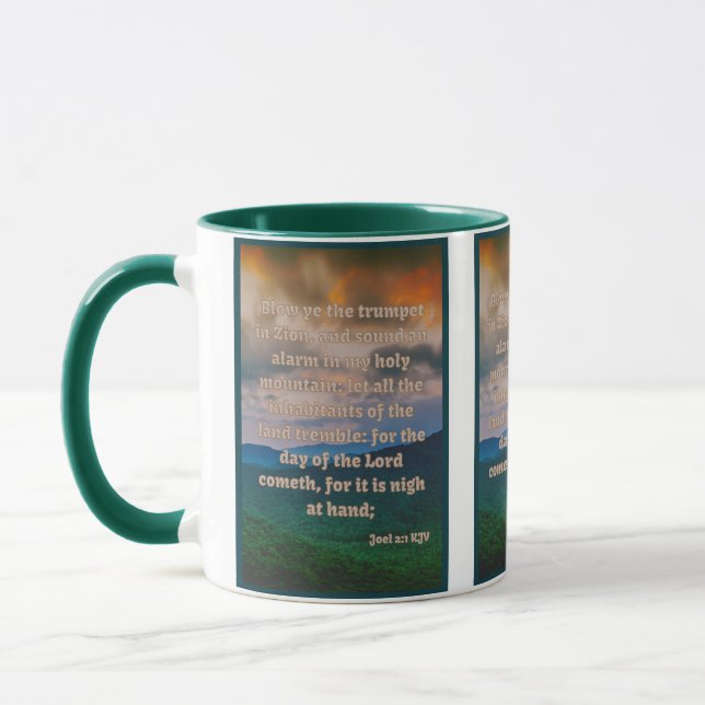 Joel 2:1 KJV Bible Verse Pic Two-Tone Mug (Left)