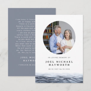 JOEL Minimalist Ocean Water Funeral Prayer Card