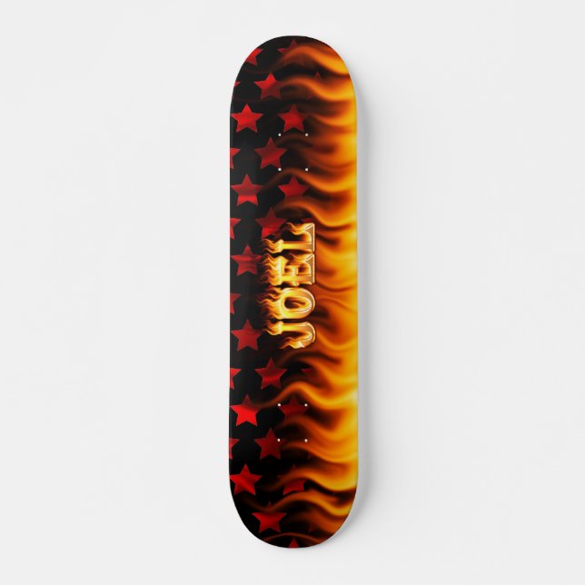 Joel skateboard fire and flames design. (Front)
