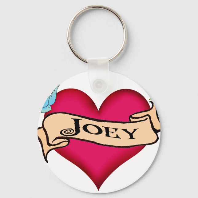 Joey - Custom Heart Tattoo T-shirts & Gifts Key Ring (Front)