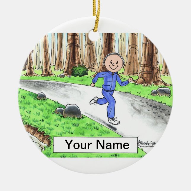 Jogger - Male Ceramic Tree Decoration (Front)