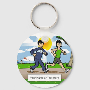 Jogger Runner- Couple Cartoon by PrintedPerfection Key Ring