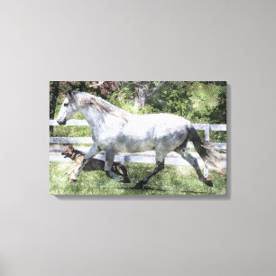 JOGGING BUDDIES WATERCOLOR Wrapped Canvas Print