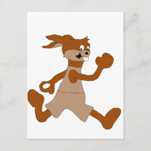Jogging Cartoon Rabbit Postcard