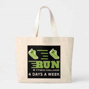 Jogging Get Fit Motivational Support Mug Throw Pil Large Tote Bag