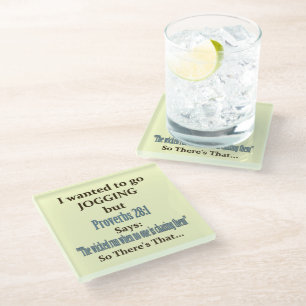 Jogging Humor Glass Coaster