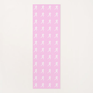 Jogging Runners & Heartbeat Line on Pastel Pink Yoga Mat