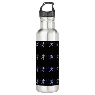 Jogging - Runners Silhouette with Heartbeat Black 710 Ml Water Bottle