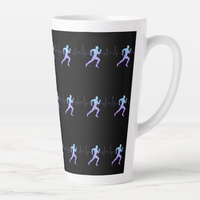 Jogging - Runners Silhouette with Heartbeat Latte Mug (Right)