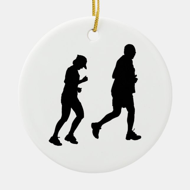 Jogging Silhouette Ceramic Tree Decoration (Front)