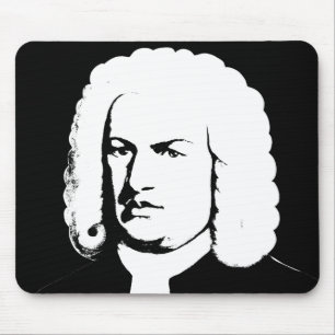 Johann Sebastian Bach abstract in black and white Mouse Pad