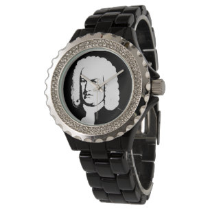 Johann Sebastian Bach abstract in black and white Watch