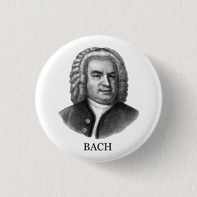 Johann Sebastian Bach, black 3 Cm Round Badge (Front)