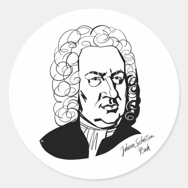 Johann Sebastian Bach Classic Round Sticker (Front)