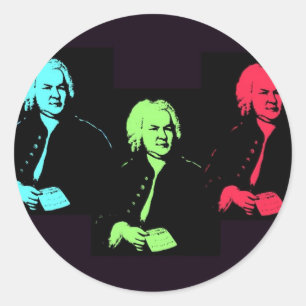 Johann Sebastian Bach Collage Classic Round Sticker