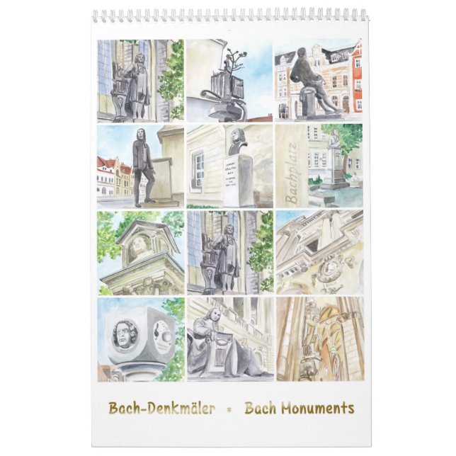 Johann Sebastian Bach Monuments, Watercolor Style Calendar (Cover)