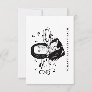 Johann Sebastian Bach Portrait and Bust with Notes