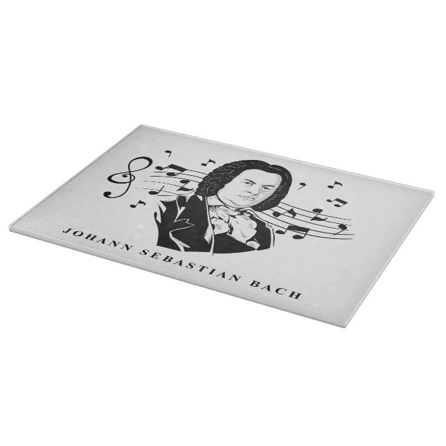 Johann Sebastian Bach Portrait and Bust with Notes Cutting Board (Corner)
