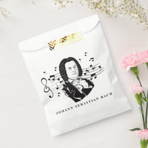 Johann Sebastian Bach Portrait and Bust with Notes Favour Bags