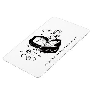 Johann Sebastian Bach Portrait and Bust with Notes Magnet