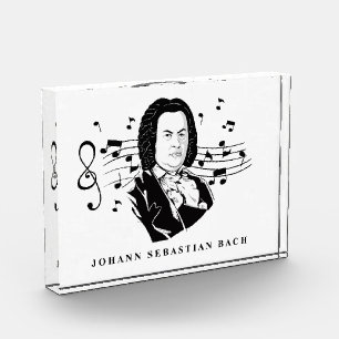 Johann Sebastian Bach Portrait and Bust with Notes Photo Block