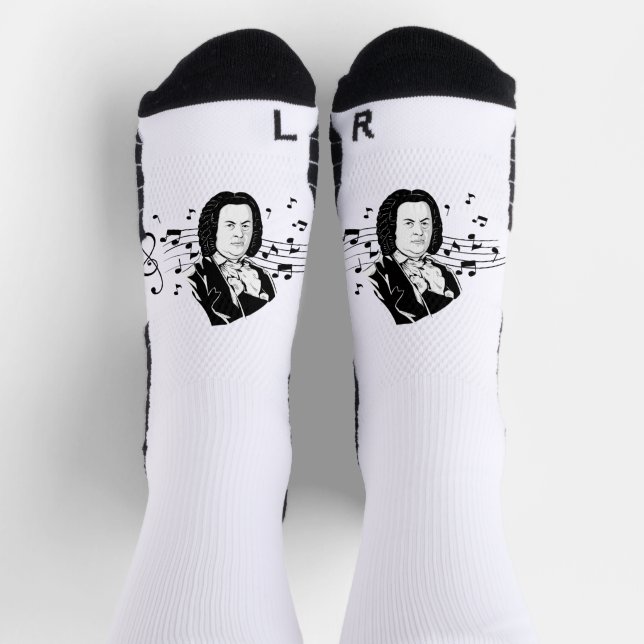 Johann Sebastian Bach Portrait and Bust with Notes Socks (Top)