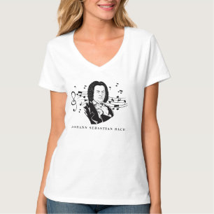 Johann Sebastian Bach Portrait and Bust with Notes T-Shirt