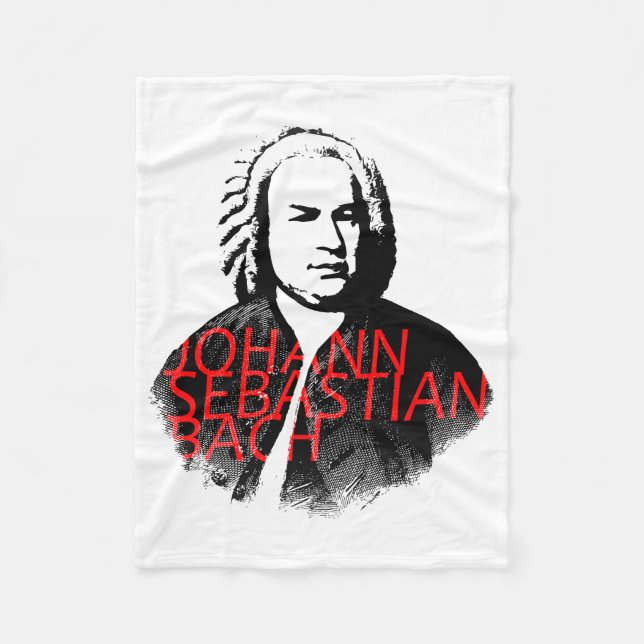 Johann Sebastian Bach portrait and red letters Fleece Blanket (Front)