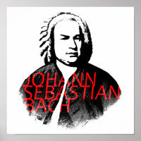 Johann Sebastian Bach portrait and red letters