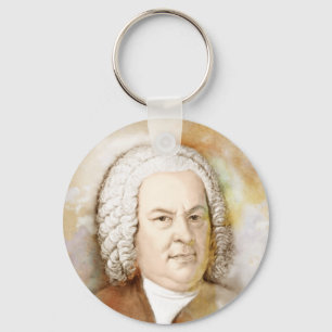 Johann Sebastian Bach Portrait in beige Key Ring