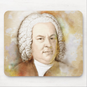 Johann Sebastian Bach Portrait in beige Mouse Pad