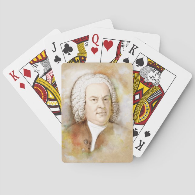 Johann Sebastian Bach Portrait in beige Playing Cards (Back)