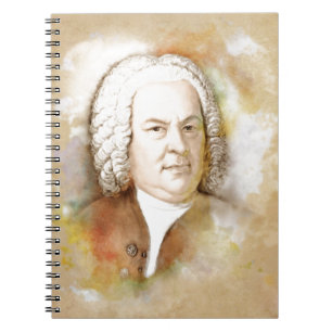 Johann Sebastian Bach Portrait in beige Spiral Notebook