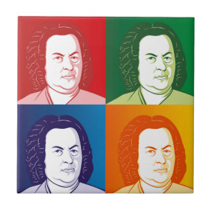 Johann Sebastian Bach Portrait in vier Farben Tile