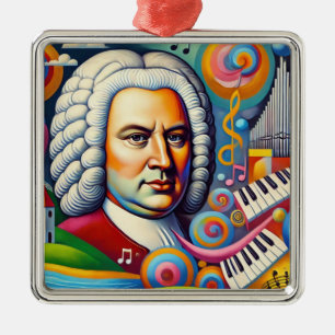 Johann Sebastian Bach Portrait  Metal Tree Decoration