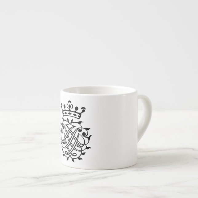 Johann Sebastian Bach Seal Crest Monogram Insignia Espresso Cup (Front Right)