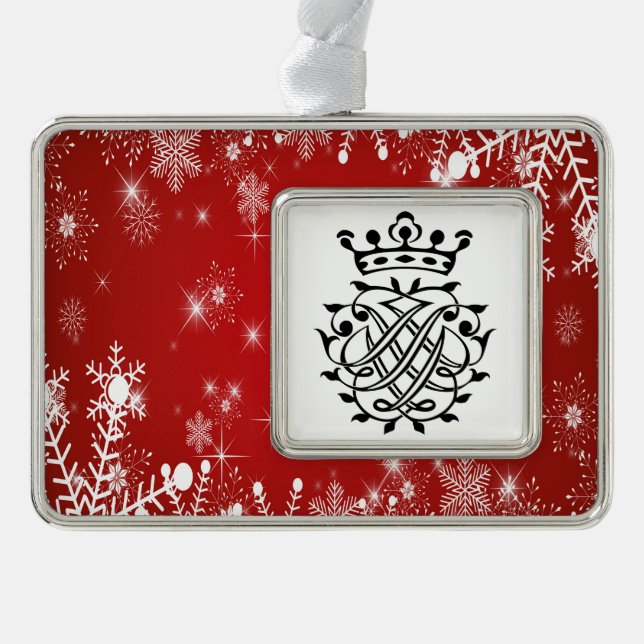 Johann Sebastian Bach Seal Crest Monogram Insignia Silver Plated Framed Ornament (Front)