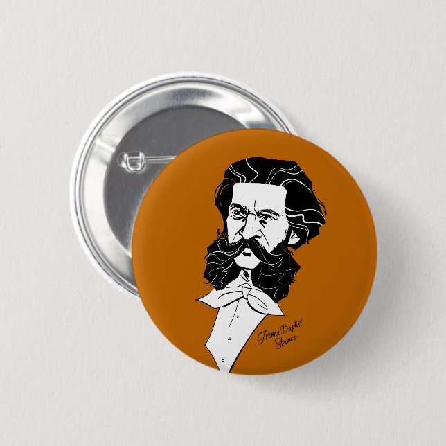Johann Strauss Jr. 6 Cm Round Badge (Front & Back)